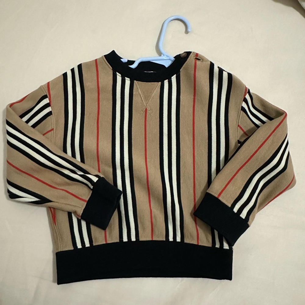 BABY ICON STRIPE COTTON JERSEY SWEATSHIRT IN BEIGE